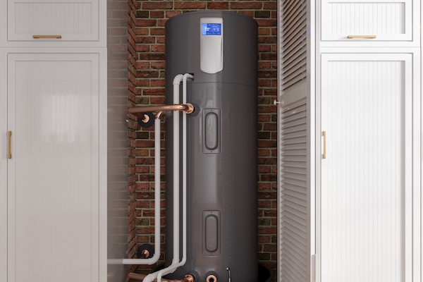 Front View Of Electric Boiler Near White Cabinets